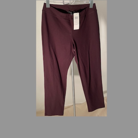 NWT Eileen Fisher Slim Ankle elastic waist Pant washable crepe in Casis PS - Picture 2 of 8